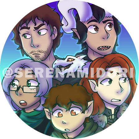 D&D Party Token with 5 members and a drake